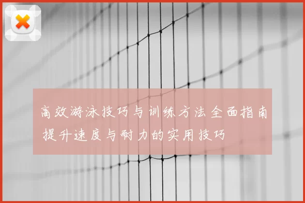 高效游泳技巧与训练方法全面指南 提升速度与耐力的实用技巧